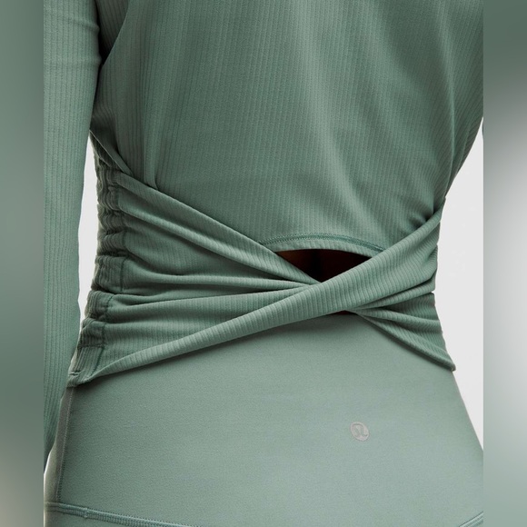 Lululemon All It Takes Back-Twist Ribbed Long-Sleeve Shirt in Crater Blue Size 6 - Picture 4 of 8